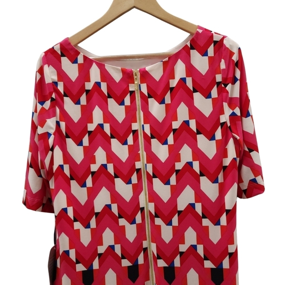 Eliza J Graphic Print Jersey Shift Dress Sz 14 Nwt - Picture 4 of 9
